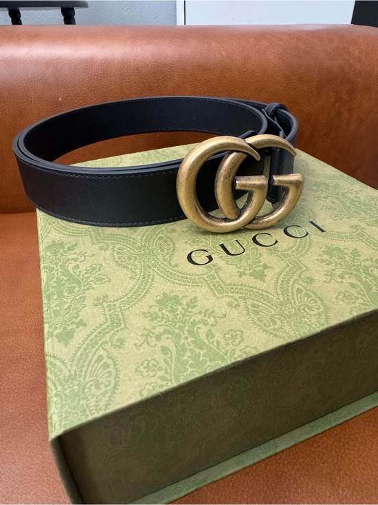 Gucci Accessories - Gucci Black Leather Belt with Gold Double G Buckle